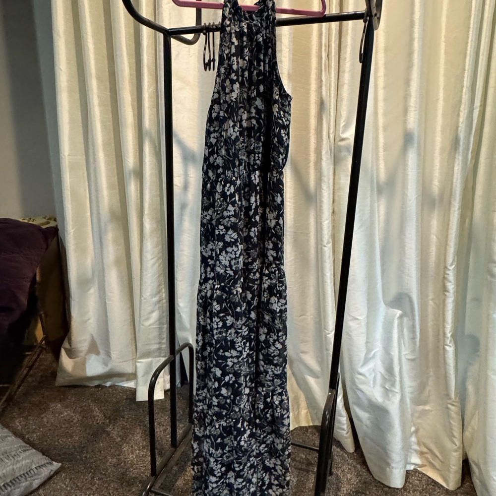 LOFT Navy and White Floral Maxi Dress